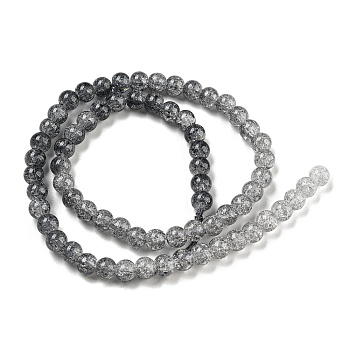 Spray Painted Crackle Glass Beads Strands, Gradient Color, Segmented Multi-color Beads, Round, Gray, 6mm, Hole: 1mm, about 60pcs/strand, 14.96~15.04 inch(38~38.2cm)