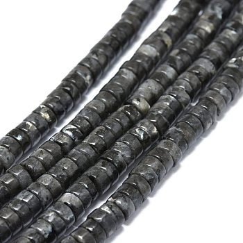 Natural Larvikite Beads Strands, Flat Round/Disc, Heishi Beads, 6~6.5x3mm, Hole: 1mm, about 130pcs/strand, 15.75''(40cm)