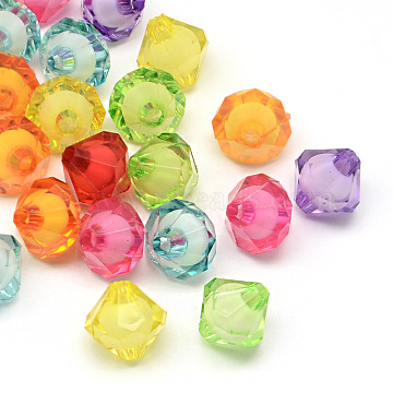 1000 Mixed Colour Faceted Acrylic Bicone Beads 8X8mm 