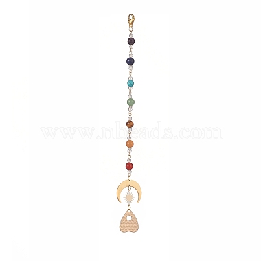 4 個 4 スタイルの天然 & 合成混合宝石チャクラペンダント装飾(HJEW-JM00922)-3