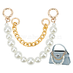 2Pcs 2 Styles Plastic Imitation Pearl Round Beaded Bag Handles and Aluminum Curb Chain Strap, with Metal Clasps, for Bag Straps Replacement Accessories, Mixed Color, 1pc/style(PURS-AR0001-02)