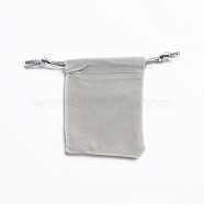 Rectangle Velours Jewelry Bags, Light Grey, 8.8x7cm(TP-O004-C-07)