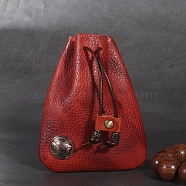 Leather Pouches, Coin Pouch, Drawstring Bag for Men, FireBrick, 13x10.5cm(PW-WG18793-01)