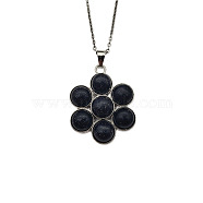 Synthetic Blue Goldstone Flower Pendant Necklace(FO7861-8)