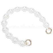 ABS Imitation Pearl Bag Chain, with Alloy Clasp, for Replaceable Strap, Sunflower, White, 40.5x2.3cm(FIND-WH0094-69)