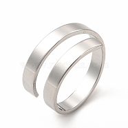 304 Stainless Steel Rectangle Open Cuff Ring for Women, Stainless Steel Color, US Size 6 1/4(16.7mm)(RJEW-B027-28P)