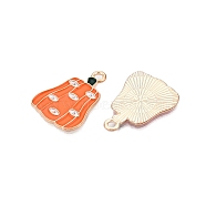 Halloween Theme Alloy Enamel Pendants, Light Gold, Pumpkin, 24.5x18x1mm, Hole: 2mm(ENAM-T020-07D)