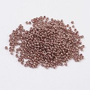 Glass Seed Beads, Dyed Colors, Round, Crimson, Size: about 2mm in diameter, hole:1mm(E06900C2)