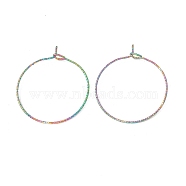 Rainbow Color Ion Plating(IP) 316 Surgical Stainless Steel Hoop Earrings Findings, Wine Glass Charms Rings, 25x21mm, Pin: 0.6mm(STAS-D183-02M-02)