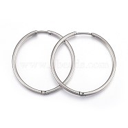 304 Stainless Steel Huggie Hoop Earrings, Hypoallergenic Earrings, Stainless Steel Color, 10 Gauge, 34x34x2mm, Pin: 1mm(EJEW-L205-02A-P)