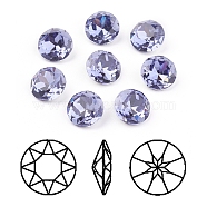 Pointed Back & Back Plated K9 Glass Rhinestone Cabochons, Grade A, Faceted, Flat Round, Tanzanite, 8x4.5mm(RGLA-J012-8mm-539)