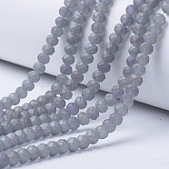 Electroplate Transparent Glass Beads Strands, Full Rainbow Plated, Faceted, Matte, Rondelle, Light Steel Blue, 2.5x2mm, Hole: 0.4mm, about 199pcs/strand, 13.4 inch(34cm)(EGLA-A034-T1mm-X03)