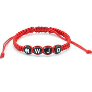 Polyester Braided Bead Bracelet, Red, 6-1/4 inch(16cm)(CT9055-4)