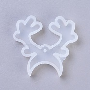Pendant Silicone Molds, Resin Casting Molds, For UV Resin, Epoxy Resin Jewelry Making, Antlers, Christmas's Day, White, 50x54x8mm, Hole: 2.5mm(DIY-G010-09)