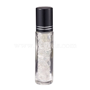 Glass Roller Ball Bottles, Essential Oil Refillable Bottle, with Quartz Crystal Chip Beads, for Personal Care, 85x20mm, Beads: 3x11~3x7mm, Capacity: 10ml(AJEW-P073-A09)
