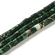 Synthetic Regalite/Imperial Jasper/Sea Sediment Jasper Beads Strands, Dyed, Column, Dark Green, 4x4mm, Hole: 0.9mm, about 100pcs/strand, 15.94 inch(40.5cm)(G-F765-E03-01)