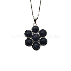 Synthetic Blue Goldstone Flower Pendant Necklace(FO7861-8)