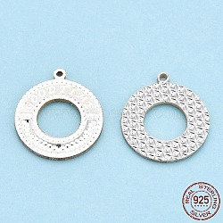 925 Sterling Silver Pendants, Donut Charms, Silver, 16x14x1mm, Hole: 0.8mm(STER-T006-05)