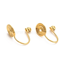 Brass Clip-on Earring Converters Findings, with Spiral Pad and Round Rubber Ear Nuts, for Non-pierced Ears, Golden, 14x8mm(KK-D060-02G)