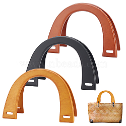 Elite 6Pcs 3 Style Wooden U-Shaped Bag Handles, Bag Replacement Part, Arch, Mixed Color, 12x17x0.9cm, Hole: 6~17.5x6~6.5mm, 2pcs/style(FIND-PH0010-45)