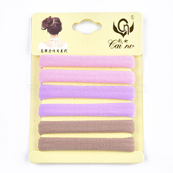 (Holiday Stock-Up Sale)Girls Hair Accessories, Ponytail Holder, Elastic Hair Ties, Mixed Color, 30~35x9~10mm, 6pcs/card, 12card/bag(OHAR-S199-01B)