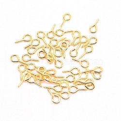 Iron Screw Eye Pin Peg Bails, for Half Drilled Beads, Golden, 10x5x1.5mm, Hole: 2.3mm, Pin: 1.4mm(IFIN-TAC0001-02G-02)