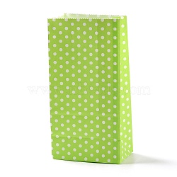 Rectangle Kraft Paper Bags, None Handles, Gift Bags, Polka Dot Pattern, Light Green, 9.1x5.8x17.9cm(CARB-K002-02A-07)