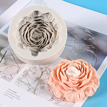 Flower Shape DIY Candle Silicone Molds, for Scented Candle Making, Light Grey, 9.5x3.5cm