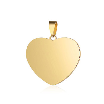 201 Stainless Steel Stamping Blank Tag Pendants, Manual Polishing, Heart, Golden, 23x25x1.5mm, Hole: 2.8x6mm