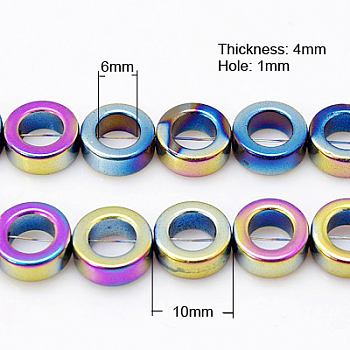 Non-Magnetic Synthetic Hematite Beads Strands, Donut, 10x4mm, Hole: 1mm