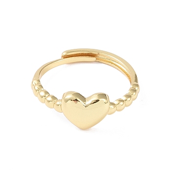 Brass Cuff Finger Rings, Heart, US Size 8 1/2(18.5mm)