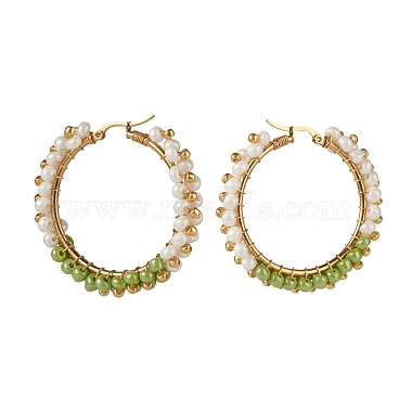 Glass Beads Braided Big Hoop Earrings(EJEW-JE04848-03)-2