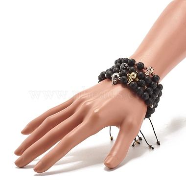 Bracelet en perles de pierre de lave en fil de nylon tressé(BJEW-JB07497)-3