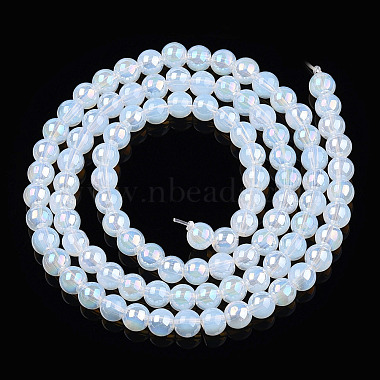 perles de verre electroplate imitation de jade brins(GLAA-T032-J4mm-AB02)-3