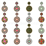 16Pcs 8 Colors Bohemia Tibetan Style Alloy Enamel Big Pendants, Flat Round Charms, Mixed Color, 60x35.5x2mm, 2pcs/color(FIND-CJ0006-08)