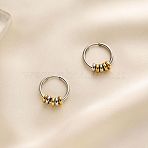 Two Tone 304 Stainless Steel Hoop Earrings, Ring Shape with Disc, Golden & Stainless Steel Color, 20mm(WGB54D4-02)