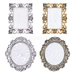 4Pcs 2 Styles 2 Colors Resin Imitation Shell Color Palette, with Brass Findings, Makeup Cosmetic Nail Art Tool, Antique Silver & Antique Golden, 82.5~92x67~80x4~5mm, 1pc/color(DIY-NB0013-56)