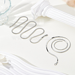 1Pc 3MM Stainless Steel Flat Snake Chain Necklaces, with 1Pc Tarnish Resistant Stainless Steel Herringbone Chain Necklaces, Stainless Steel Color, 17.72~23.62 inch(45~60cm), 1pc/style(NJEW-LP0007-06)