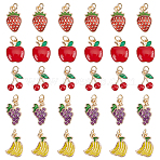 80Pcs 5 Style Fruit Alloy Enamel Pendants, with 304 Stainless Steel Jump Rings, Mixed Color, 13~17x9~12x2~2.5mm, Hole: 3.5mm, 16pcs/style(PALLOY-HY00076)