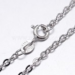 Anti-Tarnish Rhodium Plated 925 Sterling Silver Cable Chains Necklaces, with Spring Ring Clasps, Platinum, 20 inch(50.8cm), 1.3mm(NJEW-M157-30C-20)