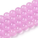 Baking Paint Imitation Jade Glass Round Bead Strands, Plum, 8.5~9mm, Hole: 1.5mm(X1-DGLA-Q021-8mm-57A)