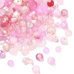Mixed Style Glass Beads, Mixed Shapes, Pink, 4~27x4~14x3~11mm, Hole: 1~4.5mm(GLAA-XCP0001-70A)