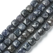 Natural Sapphire Beads Strands, Faceted, Cube, 4~4.5x4~4.5x4~4.5mm, Hole: 0.8mm, about 100~101pcs/strand, 15.35~15.55 inch(39~39.55cm)(G-748-N01)
