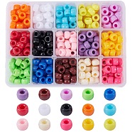121.5G 15 Colors Opaque Acrylic European Beads, Barrel, Mixed Color, 9x6mm, Hole: 4mm, about 31pcs/8.1g, 8.1g/color(SACR-SZ0001-09)