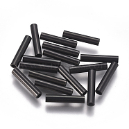 304 Stainless Steel Tube Beads, Electrophoresis Black, 15x3mm, Hole: 2mm(STAS-F224-01B-E)