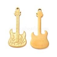 Ion Plating(IP) 304 Stainless Steel Pendants, Guitar Charm, Golden, 44x18x2mm, Hole: 2mm(STAS-Q001-04G)