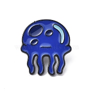 Jellyfish Enamel Pins, Electrophoresis Black Alloy Cartoon Brooch for Backpack Clothes, Marine Blue, 29x26x1.7mm(JEWB-Q027-03EB-02)