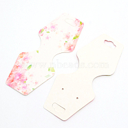 White Cardboard Necklace Display Cards, Rectangle with Flower Pattern, Pink, 4-1/4x1-3/4 inch(10.8x4.4cm)(DIY-WH0209-26)