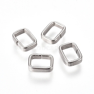 201 Stainless Steel Quick Link Connectors, Linking Rings, Closed but Unsoldered, Rectangle, Stainless Steel Color, 6.5x5x1.5mm, Inner Diameter: 5x3.5mm(STAS-L238-050B-P)