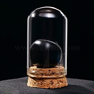 Raw Natural Obsidian Nuggets Ornaments, Glass & Wood Bell Jars Mineral Specimens Statues for Home Desktop Feng Shui Decoration, 55x35mm(PW-WG13785-16)